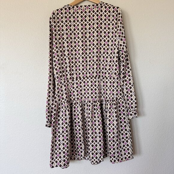 LOFT Geometric Split Neck Flare Dress New Womens Size 8 New With Tag - Picture 10 of 10